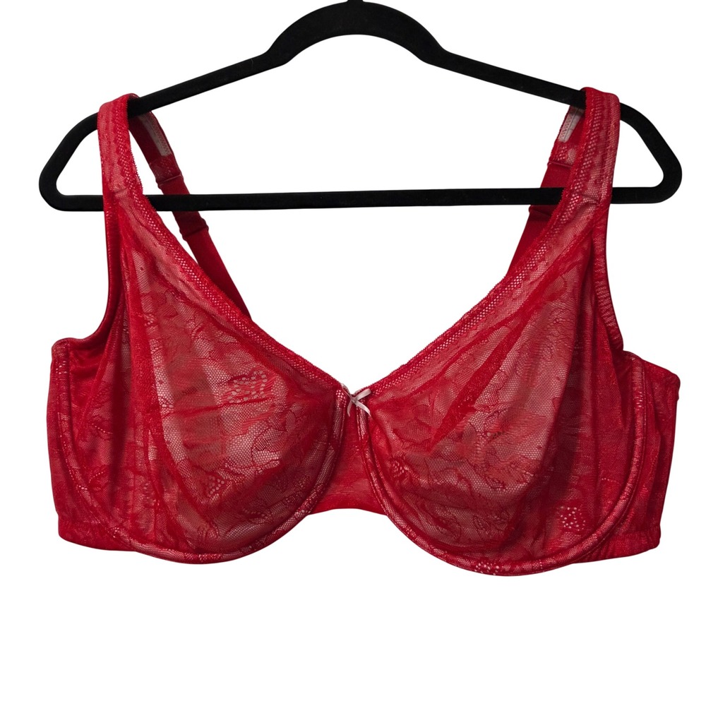 Cacique red lightly lined bra 44DDD/44F Plus Size Underwire